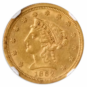 1862 $2.50 Liberty NGC AU58 CAC