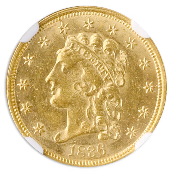 1836 $2 1/2 Liberty Script 8 NGC MS61 1836 $2 1/2 Liberty Script 8 NGC MS61