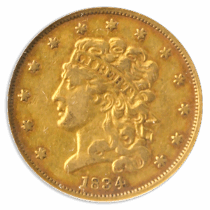 1834 $5 Classic Crosslet NGC XF40 CAC