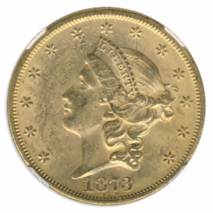 1873-S $20 Liberty Open 3 NGC MS61 CAC