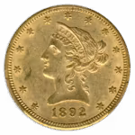 1892-CC $10 Liberty CACG AU58
