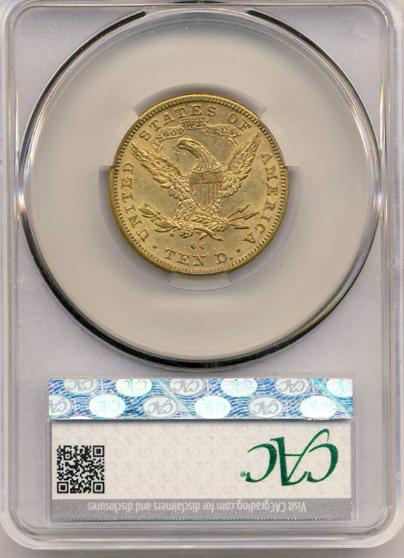 1892-CC $10 Liberty CACG AU58 1892-CC $10 Liberty CACG AU58