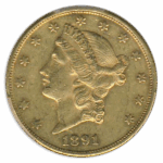 1891-CC $20 Liberty PCGS AU50 CAC