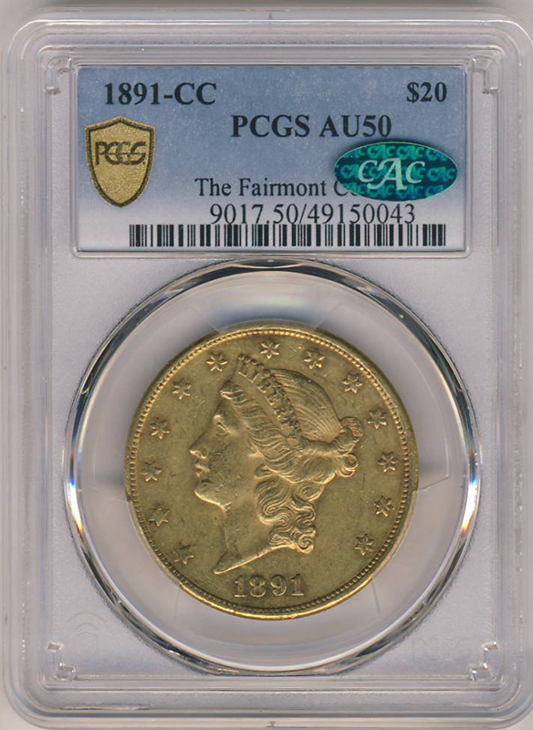 1891-CC $20 Liberty PCGS AU50 CAC