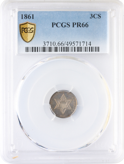 1861 3 Cent Silver PCGS PR66