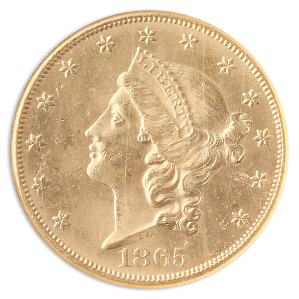 1865-S $20 Liberty SS REPUBLIC NGC MS62 1865-S $20 Liberty SS REPUBLIC NGC MS62