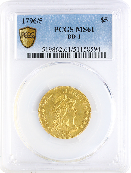 1796/5 $5 Draped Bust PCGS MS61