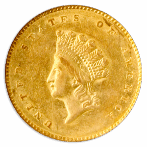 1855-O $1 Gold NGC AU58