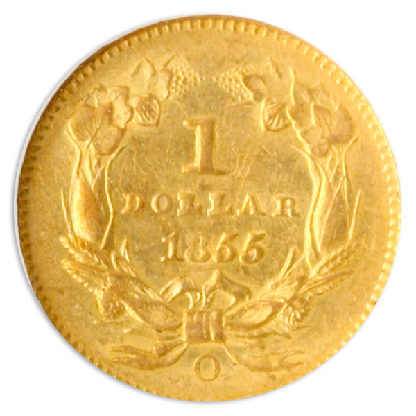 1855-O $1 Gold NGC AU58 1855-O $1 Gold NGC AU58