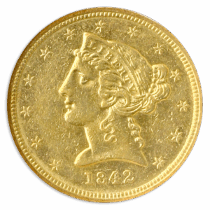 1842-D $5  Liberty NGC AU55