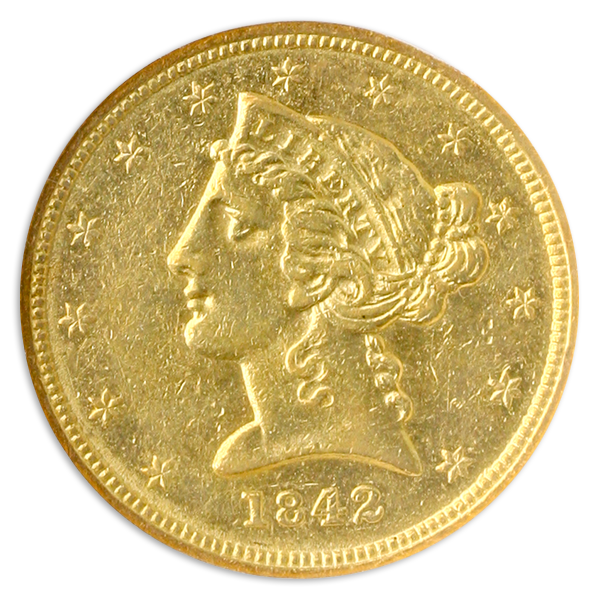 1842-D $5 Liberty NGC AU55 1842-D $5 Liberty NGC AU55