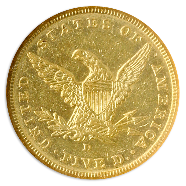 1842-D $5 Liberty NGC AU55 1842-D $5 Liberty NGC AU55