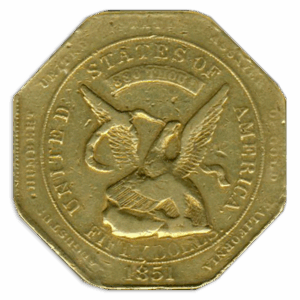 1851 $50 Humbert 880 Reeded Edge NGC XF45 CAC