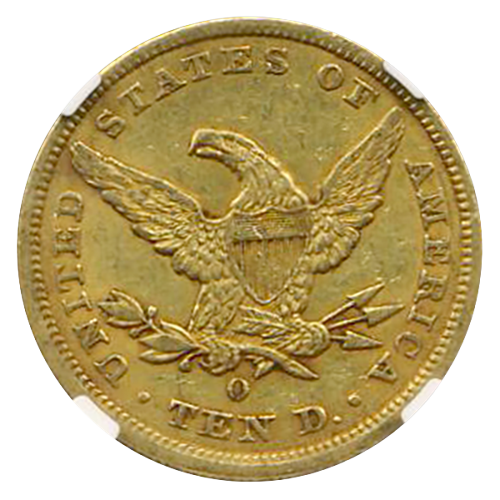 1858-O $10 Liberty NGC AU55 CAC