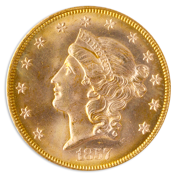 1857-S $20 Liberty S.S. Central America PCGS MS66 CAC 1857-S $20 Liberty S.S. Central America PCGS MS66 CAC