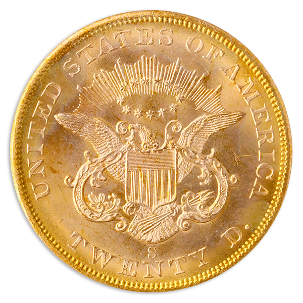 1857-S $20 Liberty S.S. Central America PCGS MS66 CAC 1857-S $20 Liberty S.S. Central America PCGS MS66 CAC