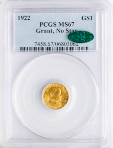1922 Grant $1 No Star PCGS MS67 CAC