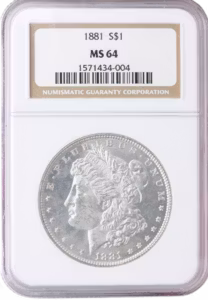1881 MORGAN $1 NGC MS64