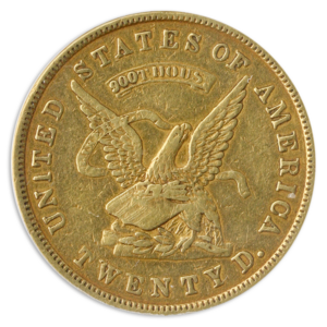 1853 $20 LIBERTY ASSAY PCGS XF45 CAC