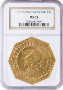 1915-S $50 Panama Pacific Octagonal NGC MS63