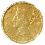 1860 $5 Clark Gruber NGC AU53 CAC