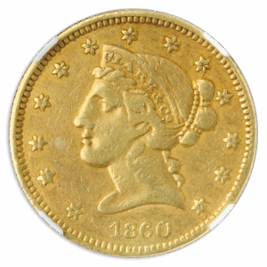 1860 $5 Clark Gruber NGC AU53 CAC