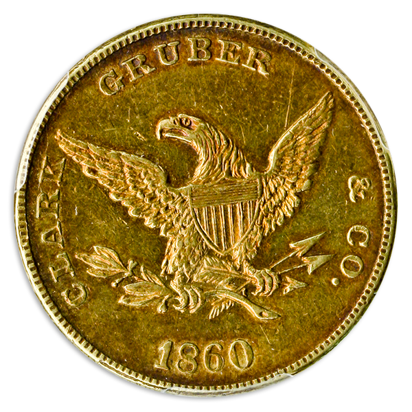 1860 $10 Clark Gruber PCGS AU58 CAC 1860 $10 Clark Gruber PCGS AU58 CAC