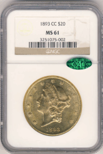 1893-CC $20 Liberty NGC MS61 CAC
