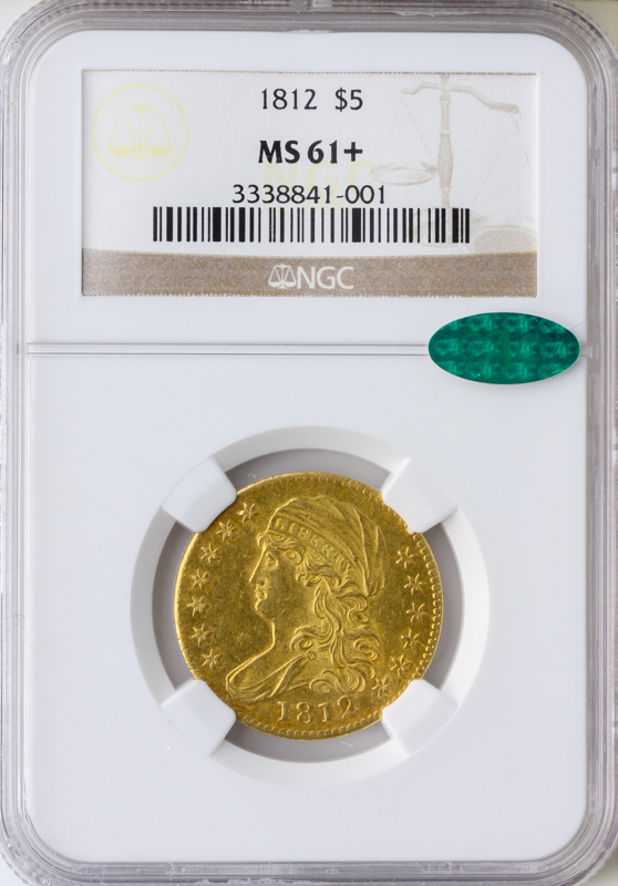 1812 $5 Capped Bust NGC MS61 CAC +