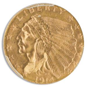 1914 $2 1/2 Indian PCGS MS64 CAC