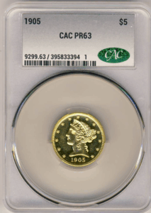 1905 $5 Liberty CACG PR63