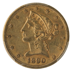 1890-CC $5 Liberty PCGS AU58 CAC