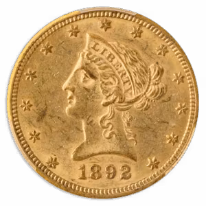 1892-CC $10 Liberty CACG AU58
