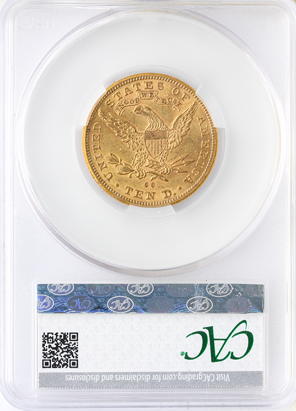 1892-CC $10 Liberty CACG AU58