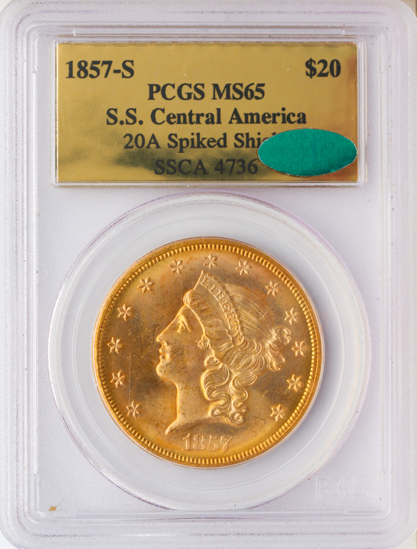 1857-S $20 Liberty SSCA PCGS MS65 CAC 1857-S $20 Liberty SSCA PCGS MS65 CAC