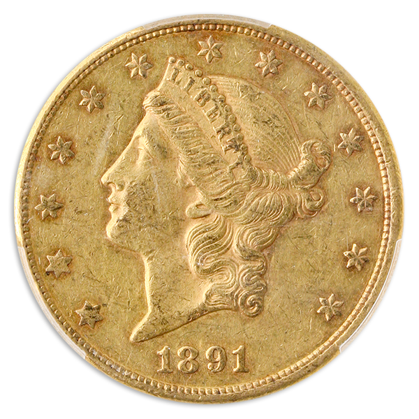 1891-CC $20 Liberty PCGS AU50 CAC 1891-CC $20 Liberty PCGS AU50 CAC