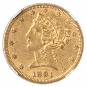 1891-CC $5 Liberty NGC AU55 CAC