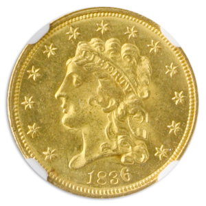 1836 $2.50 Classic Script 8 NGC MS64 CAC