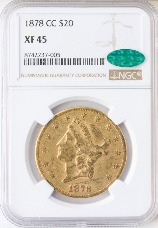 1878-CC $20 Liberty NGC XF45 CAC
