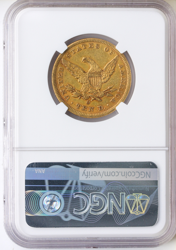 1858-O $10 Liberty NGC AU55 CAC 1858-O $10 Liberty NGC AU55 CAC