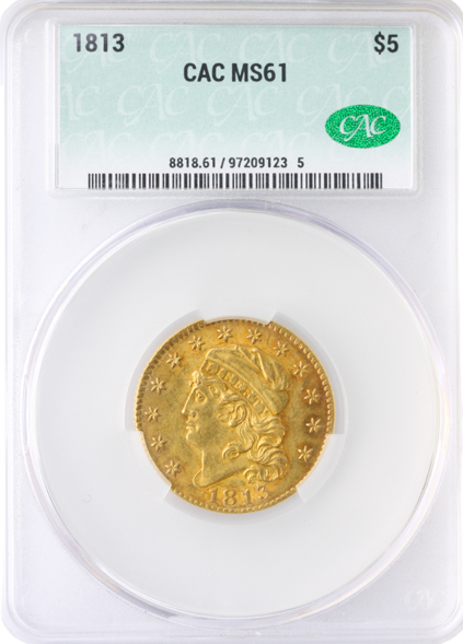 1813 $5 Capped Bust CACG MS61