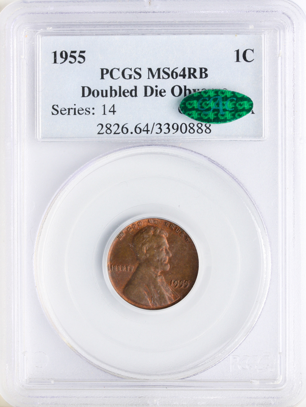 1955 Lincoln Cent Double Die PCGS MS64 CAC