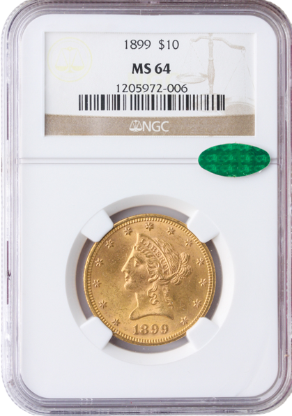 1899 $10 Liberty NGC MS64 CAC 1899 $10 Liberty NGC MS64 CAC