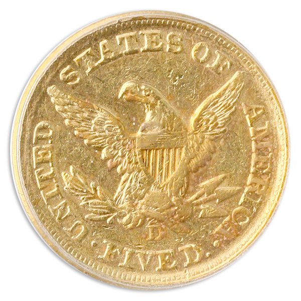 1852-D $5 Liberty PCGS XF45 CAC