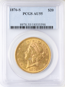 1876-S $20 Liberty PCGS AU55
