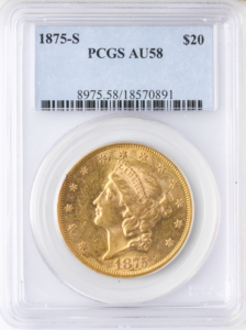 1875-S $20 Liberty PCGS AU58