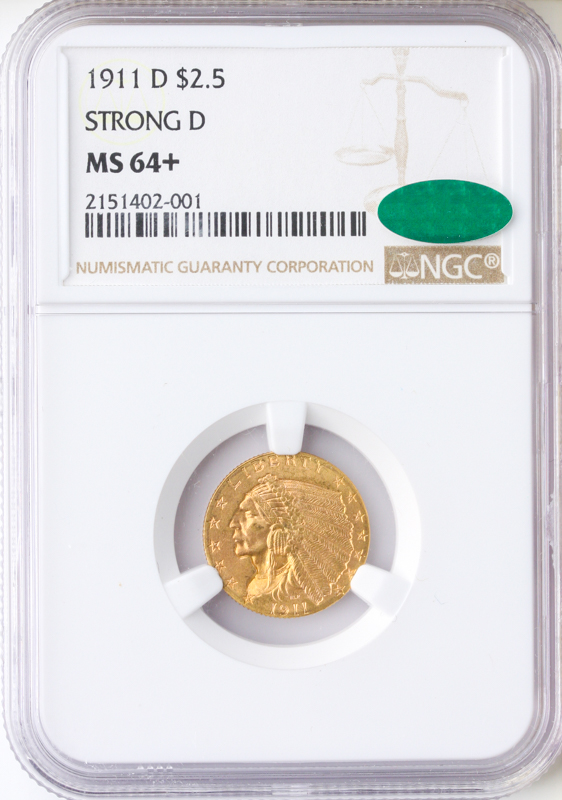 1911-D $2.50 Indian NGC MS64 CAC +