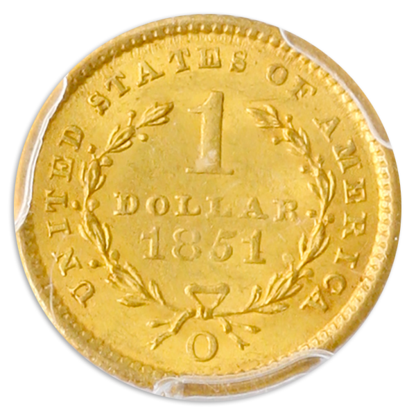 1851-O $1 Gold PCGS MS63