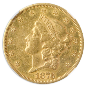 1876-S $20 Liberty NGC AU50