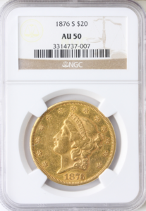 1876-S $20 Liberty NGC AU50